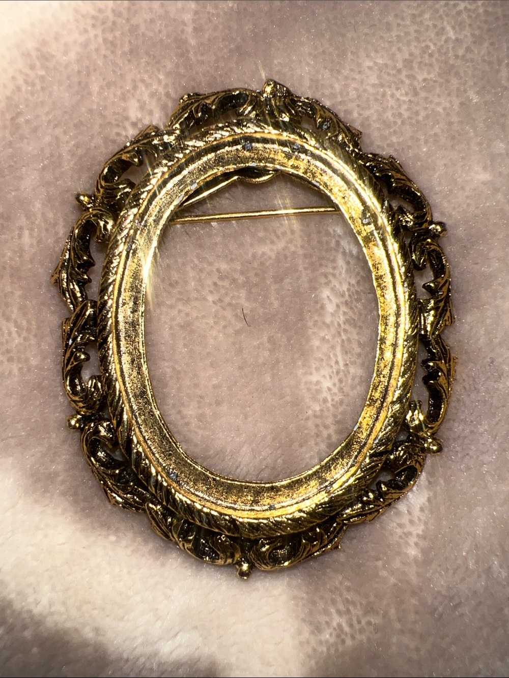Vintage ‘portrait’ brooch. Oval Gold-Tone  Frame Brooch